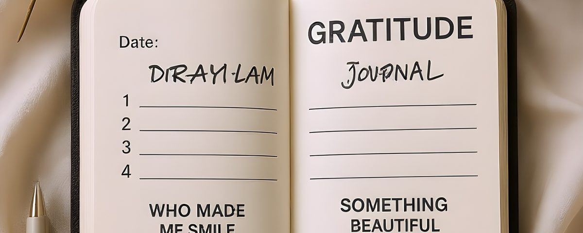 Gratitude journal printable flat lay